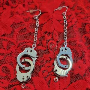 Silver Handcuff Dangle Earrings